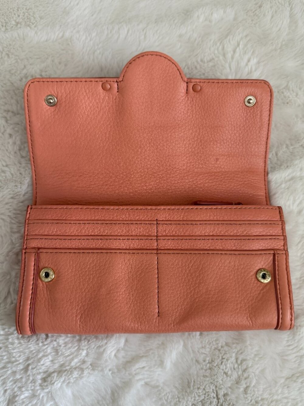 Tory Burch Amanda Envelope Continental Salmon Pink Leather Wallet - Picture 11 of 14